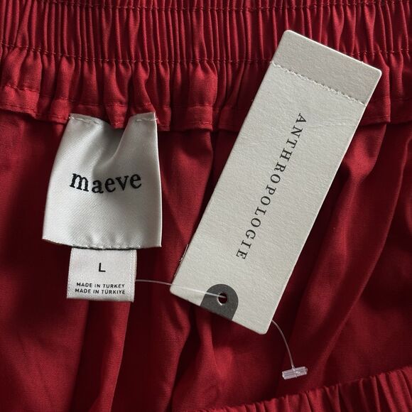 Anthropologie Maeve Pull-On Circle Skirt Sz Lg Red - Picture 8 of 10